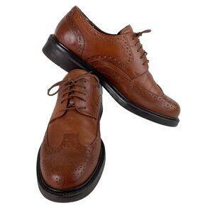 Bill Blass Mens Size 10M Brown Wingtip Oxford Lace Up Leather Shoes